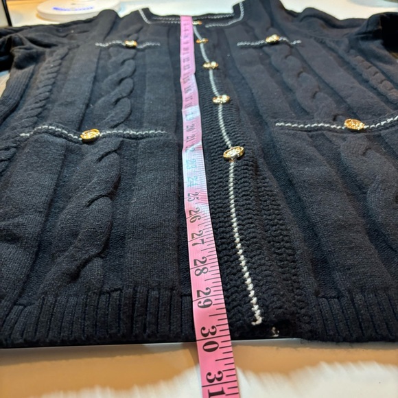 Talbots Black Cardigan Sweater with Gold Buttons - Picture 3 of 7